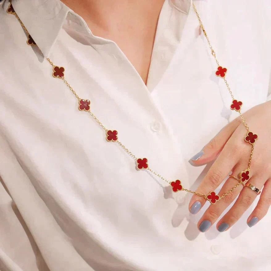[Regalia jewelry]CLOVER 20 MOTIFS CARNELIAN NECKLACE