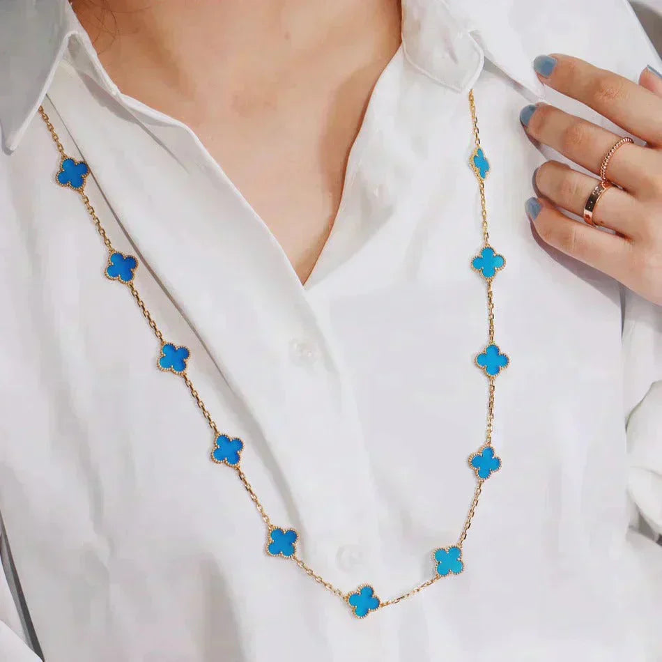 [Joyas Regalia] TRÉBOL 20 MOTIVOS ORO TURQUESA