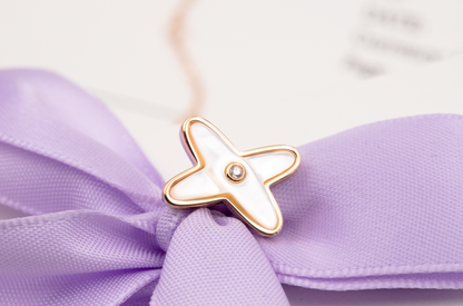 [Joyas Regalia] PENDIENTES DE DIAMANTES DE ORO ROSA CON MOP BLANCO