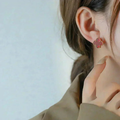 [Regalia jewelry]CLOVER MEDIUM 1 MOTIFS CARNELIAN  EARRINGS