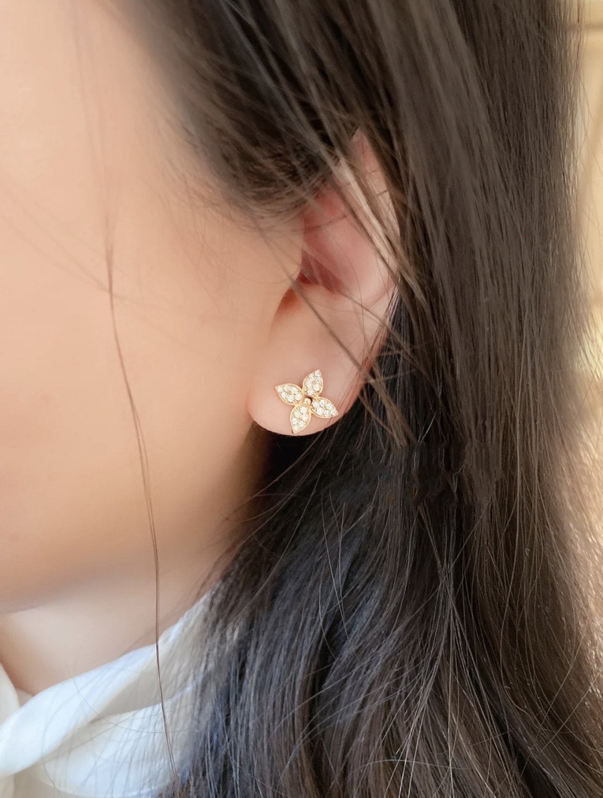 [Joyas Regalia] PENDIENTES DE BOTONERA STAR BLOSSOM DE ORO ROSA CON DIAMANTES