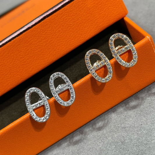 [Joyas Regalia] PENDIENTES DE BOLSILLO CON NARIZ DE CERDO Y DIAMANTES HM