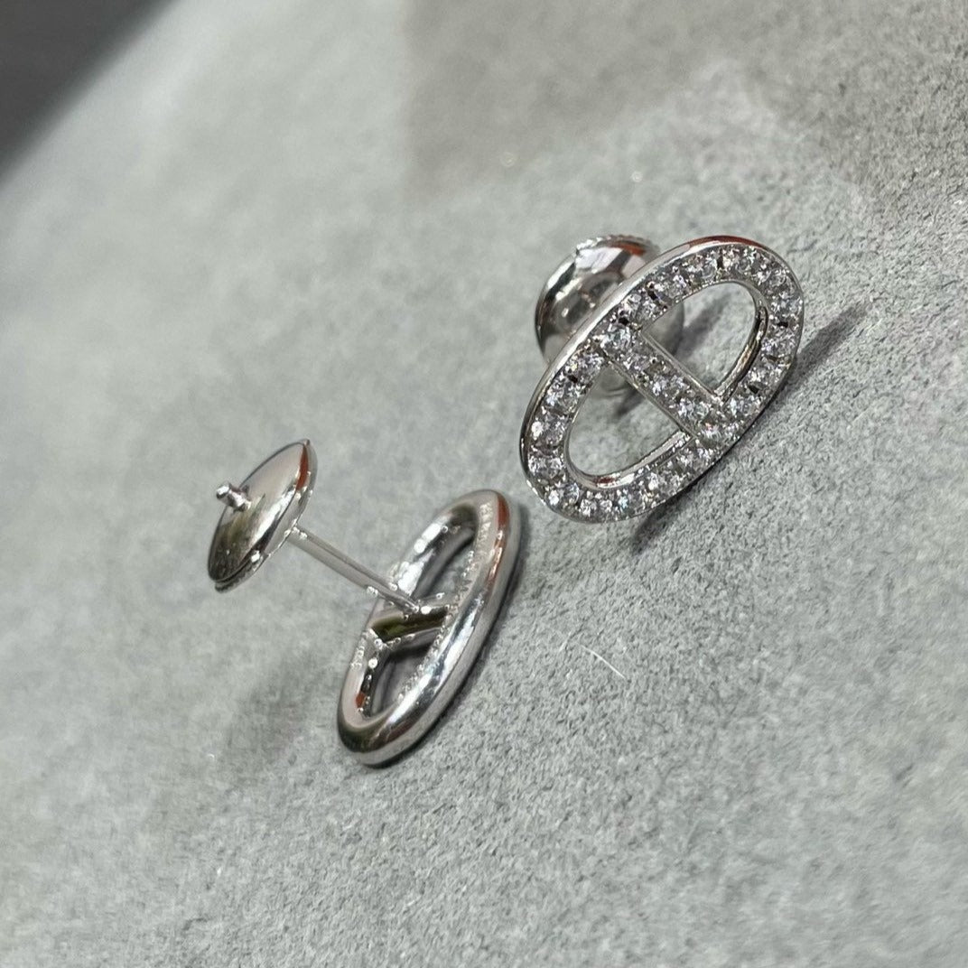 [Joyas Regalia] PENDIENTES DE BOLSILLO CON NARIZ DE CERDO Y DIAMANTES HM