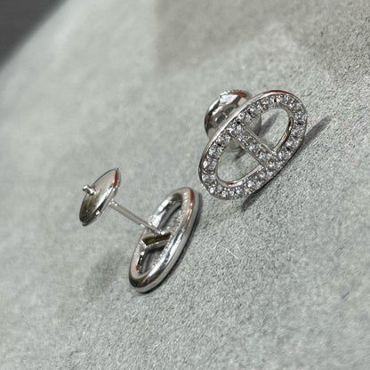 [Joyas Regalia] PENDIENTES DE BOLSILLO CON NARIZ DE CERDO Y DIAMANTES HM