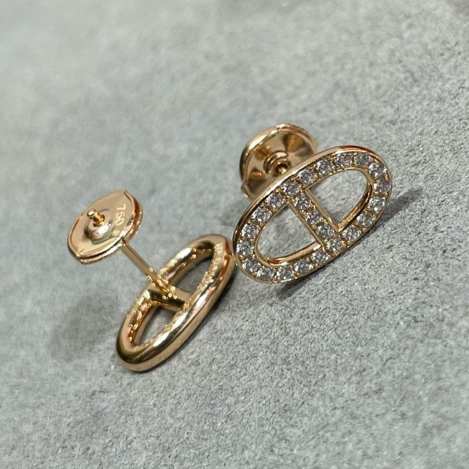 [Joyas Regalia] PENDIENTES DE BOLSILLO CON NARIZ DE CERDO Y DIAMANTES HM