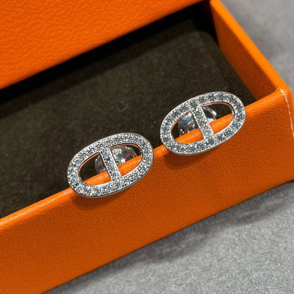 [Joyas Regalia] PENDIENTES DE BOLSILLO CON NARIZ DE CERDO Y DIAMANTES HM