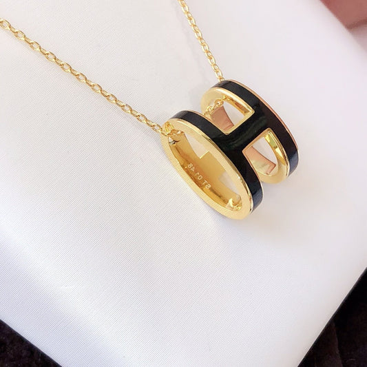 [Joyas Regalia] HM CLIC COLLAR DE ORO CON ESMALTE NEGRO