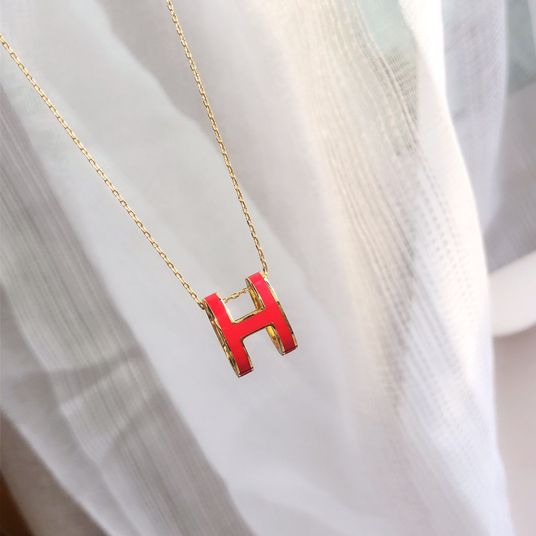 [Joyas Regalia] HM CLIC COLLAR DE ORO CON ESMALTE ROJO