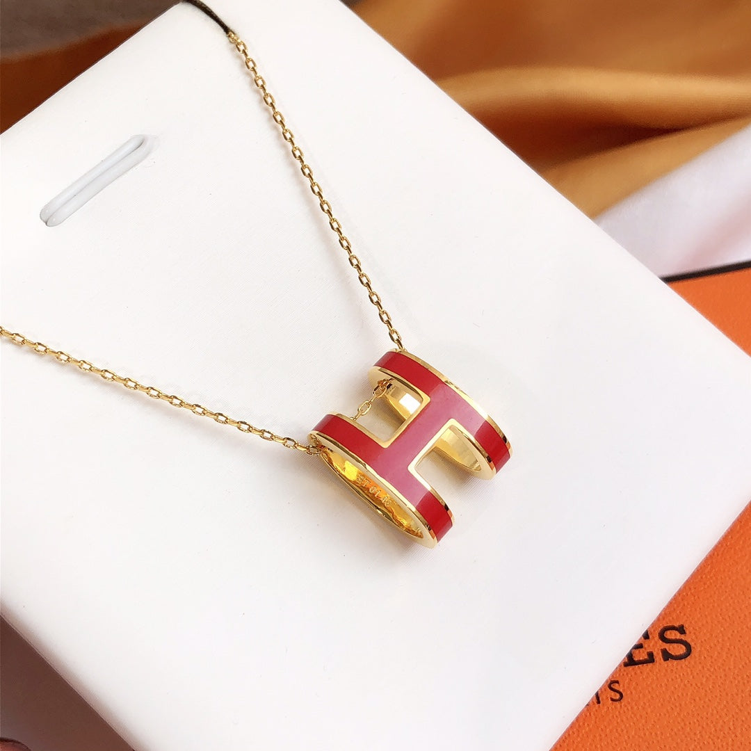 [Joyas Regalia] HM CLIC COLLAR DE ORO CON ESMALTE ROJO
