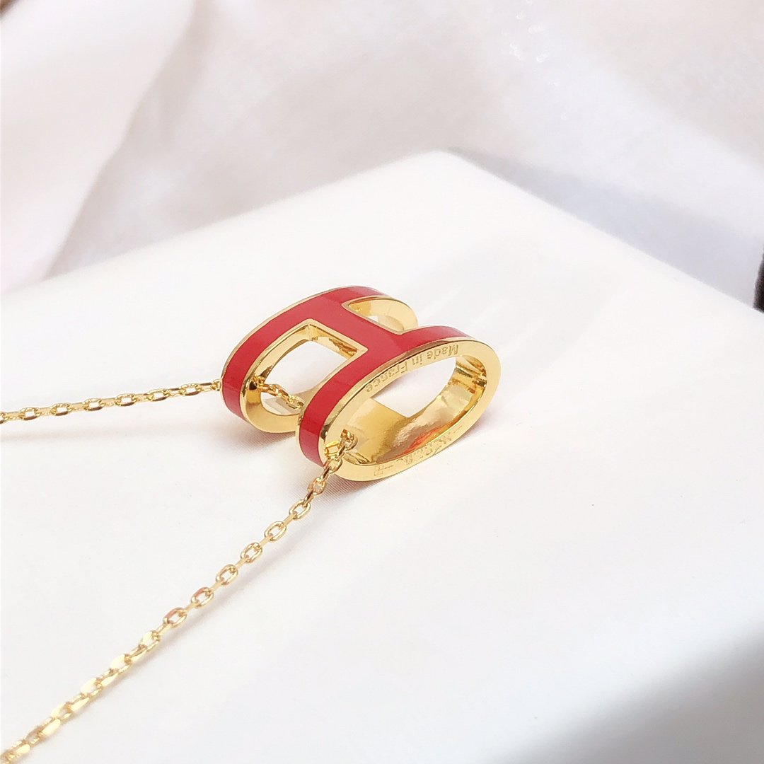 [Joyas Regalia] HM CLIC COLLAR DE ORO CON ESMALTE ROJO