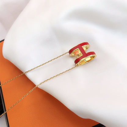 [Joyas Regalia] HM CLIC COLLAR DE ORO CON ESMALTE ROJO