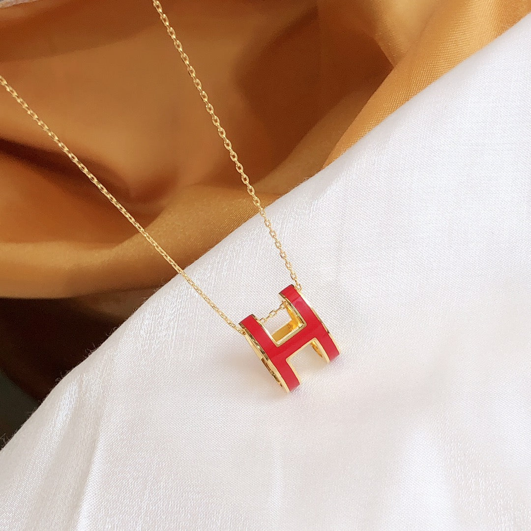 [Joyas Regalia] HM CLIC COLLAR DE ORO CON ESMALTE ROJO