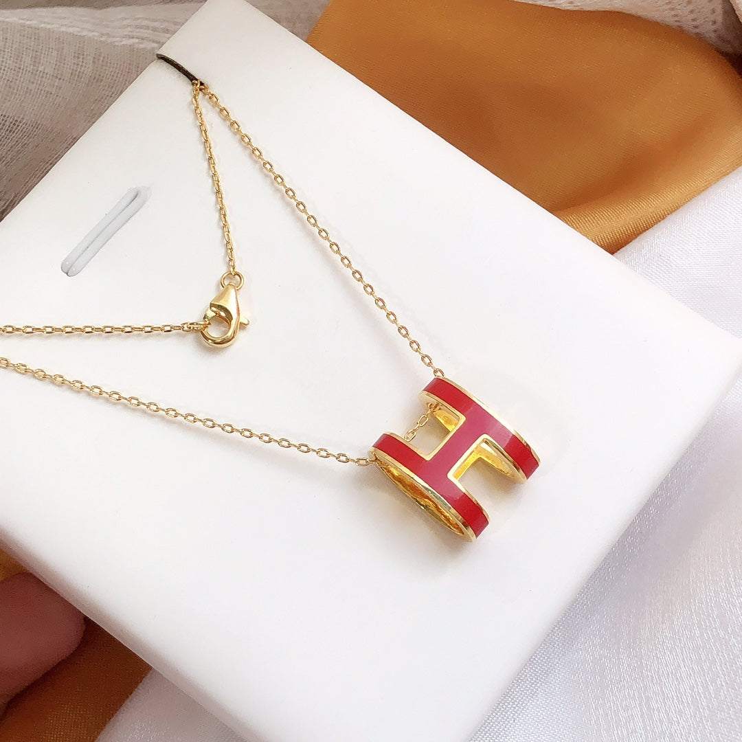 [Joyas Regalia] HM CLIC COLLAR DE ORO CON ESMALTE ROJO