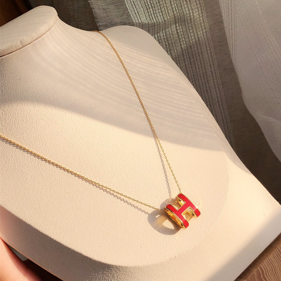 [Joyas Regalia] HM CLIC COLLAR DE ORO CON ESMALTE ROJO