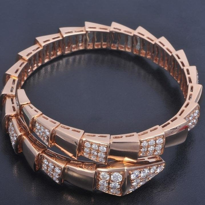 [Joyas Regalia]Pulsera ancha Serpenti en oro rosa y diamantes
