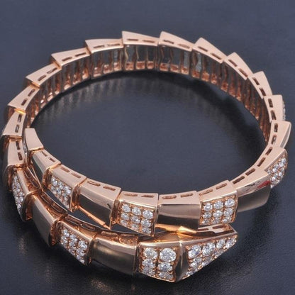 [Joyas Regalia]Pulsera ancha Serpenti en oro rosa y diamantes