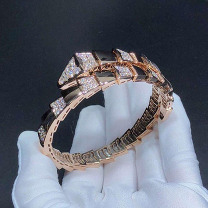 [Joyas Regalia]Pulsera ancha Serpenti en oro rosa y diamantes