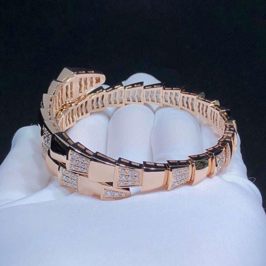 [Joyas Regalia]Pulsera ancha Serpenti en oro rosa y diamantes