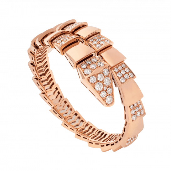 [Joyas Regalia]Pulsera ancha Serpenti en oro rosa y diamantes