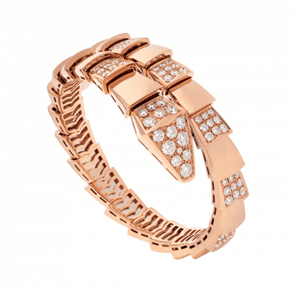[Joyas Regalia]Pulsera ancha Serpenti en oro rosa y diamantes