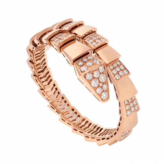 [Joyas Regalia]Pulsera ancha Serpenti en oro rosa y diamantes