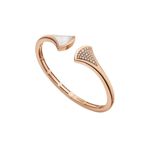 [Joyas Regalia] PULSERA DE ENSUEÑO ABIERTA DE ORO ROSA CON DIAMANTE