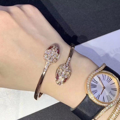 [Joyas Regalia]Pulsera Serpenti de oro rosa con diamantes y doble serpiente