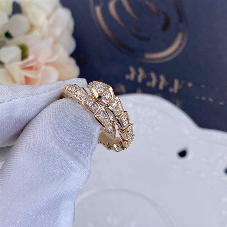 [Regalia jewelry]SERPENTI RING PINK GOLD DIAMOND PAVED 4MM