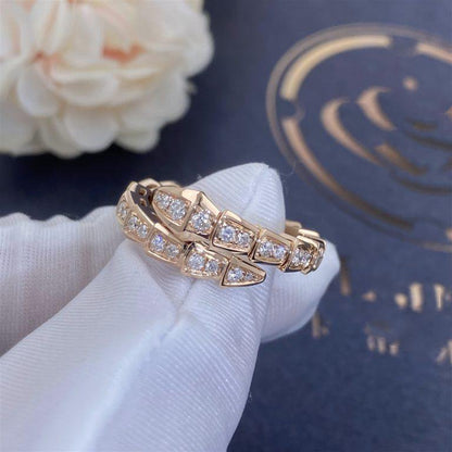 [Regalia jewelry]SERPENTI RING PINK GOLD DIAMOND PAVED 4MM