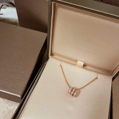 [Joyas Regalia]COLLAR SERPENTI DE ORO ROSA CON DOBLE ANILLO Y DIAMANTE