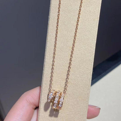 [Joyas Regalia]COLLAR SERPENTI DE ORO ROSA CON DOBLE ANILLO Y DIAMANTE