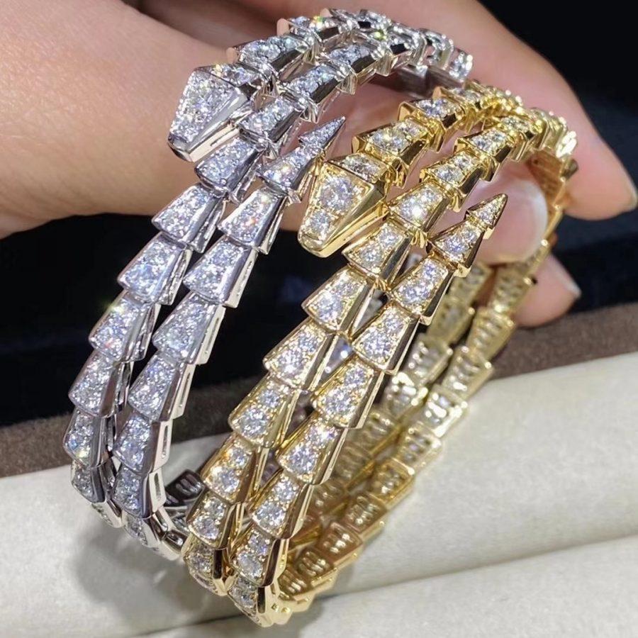 [Joyas Regalia]Pulsera Serpenti de oro y diamantes de doble fila