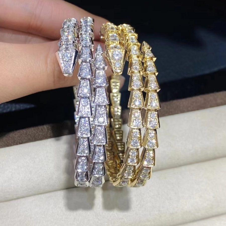 [Joyas Regalia]Pulsera Serpenti de oro y diamantes de doble fila