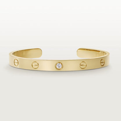 [Joyas Regalia] PULSERA DE AMOR DE 6,1 MM CON 1 DIAMANTE Y BRAZALETE ABIERTO 