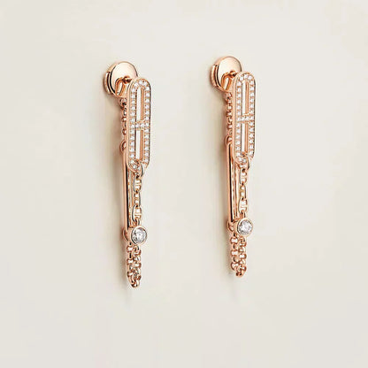 [Bijoux Regalia] BOUCLES D'OREILLES PENDANTES DIAMANT CHAINE CHAOS