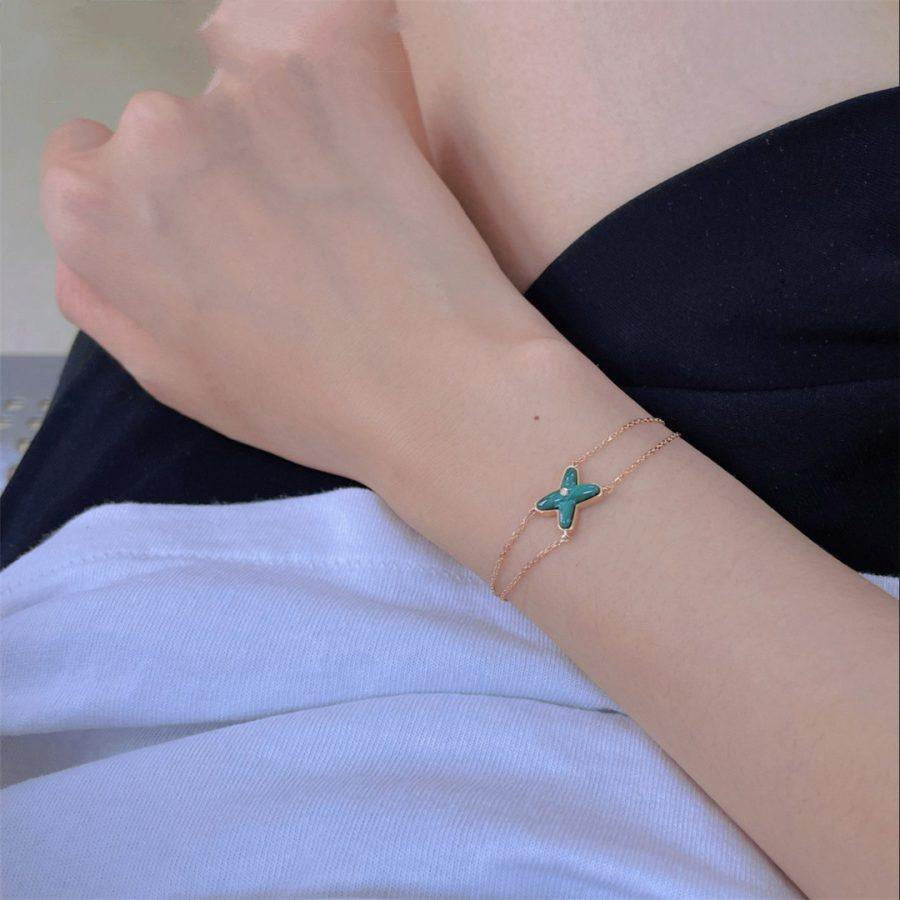 [Regalia jewelry]JEUX BRACELET MALACHITE PINK GOLD 1 DIAMOND