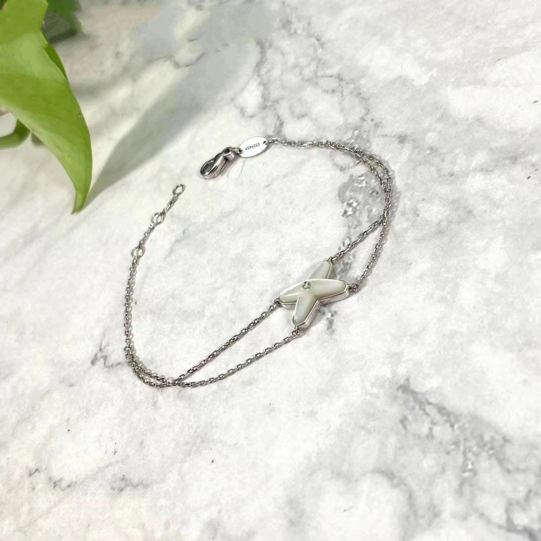 [Regalia jewelry]JEUX BRACELET WHITE MOP SILVER 1 DIAMOND