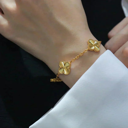 [Joyas Regalia]Pulsera láser de 5 flores de trébol 