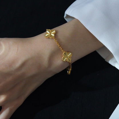 [Joyas Regalia]Pulsera láser de 5 flores de trébol 