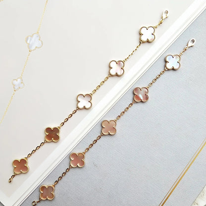 [Joyas Regalia] PULSERA TRÉBOL 5 MOPA ROSA