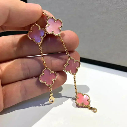 [Joyas Regalia] PULSERA TRÉBOL 5 MOPA ROSA