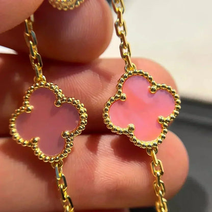 [Joyas Regalia] PULSERA TRÉBOL 5 MOPA ROSA