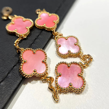 [Joyas Regalia] PULSERA TRÉBOL 5 MOPA ROSA