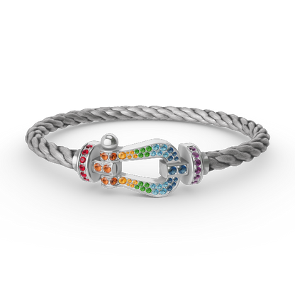 [Joyas Regalia]Pulsera FORC de diamantes de color herradura grande en plata