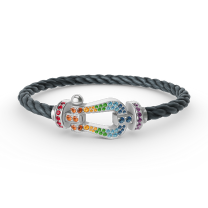 [Joyas Regalia]Pulsera FORC de diamantes de color herradura grande en plata