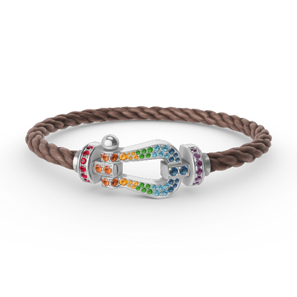 [Joyas Regalia]Pulsera FORC de diamantes de color herradura grande en plata