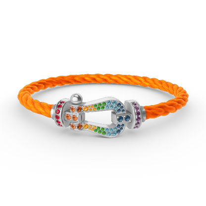[Joyas Regalia]Pulsera FORC de diamantes de color herradura grande en plata