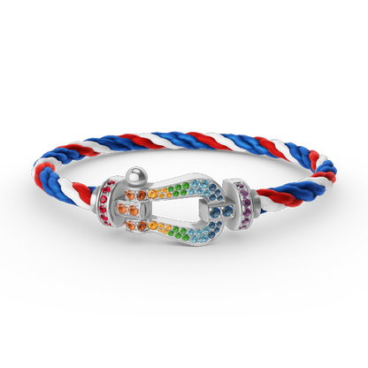 [Joyas Regalia]Pulsera FORC de diamantes de color herradura grande en plata