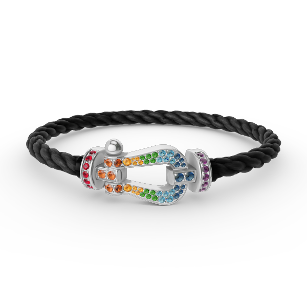 [Joyas Regalia]Pulsera FORC de diamantes de color herradura grande en plata