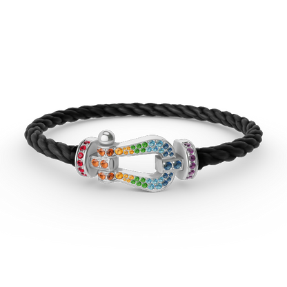 [Joyas Regalia]Pulsera FORC de diamantes de color herradura grande en plata